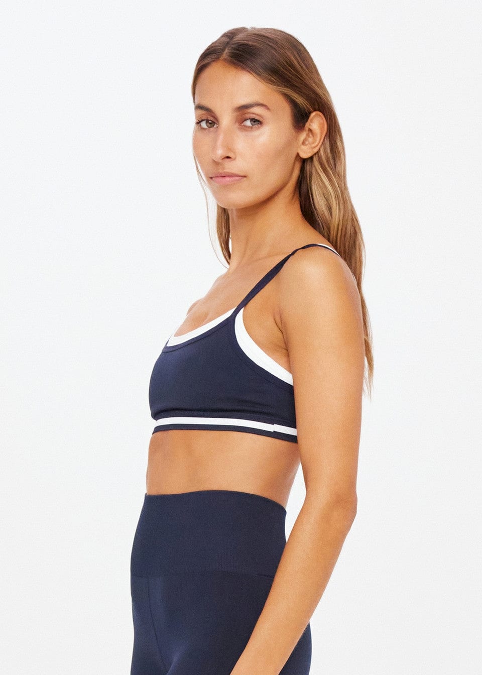 The Upside Form Seamless Kelsey Bra in Navy Crop Tops