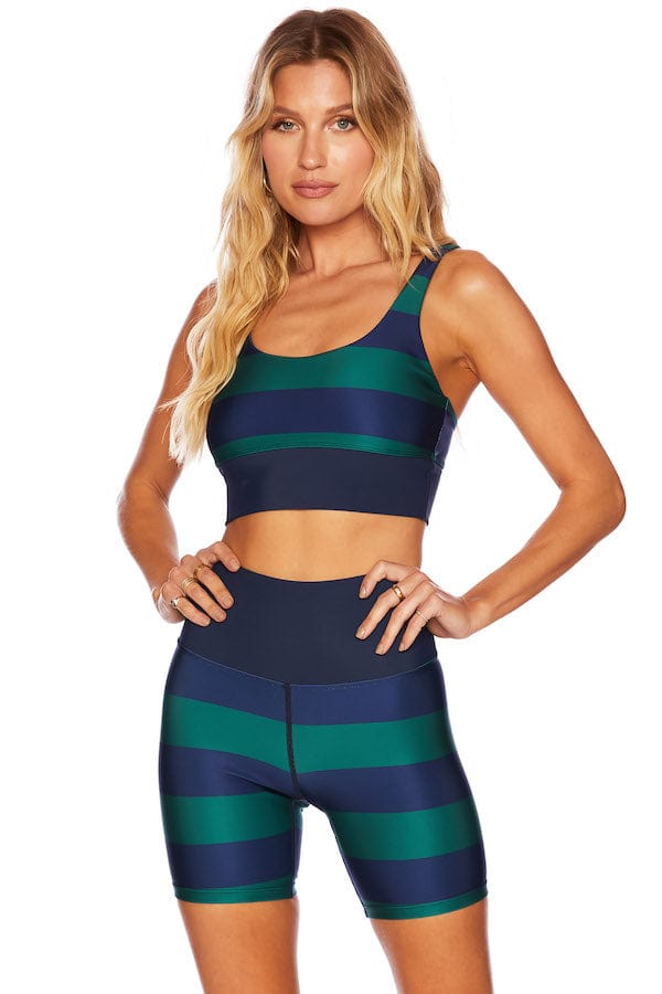 Beach Riot Leah Top Verdant Rugby Stripe Crop Tops