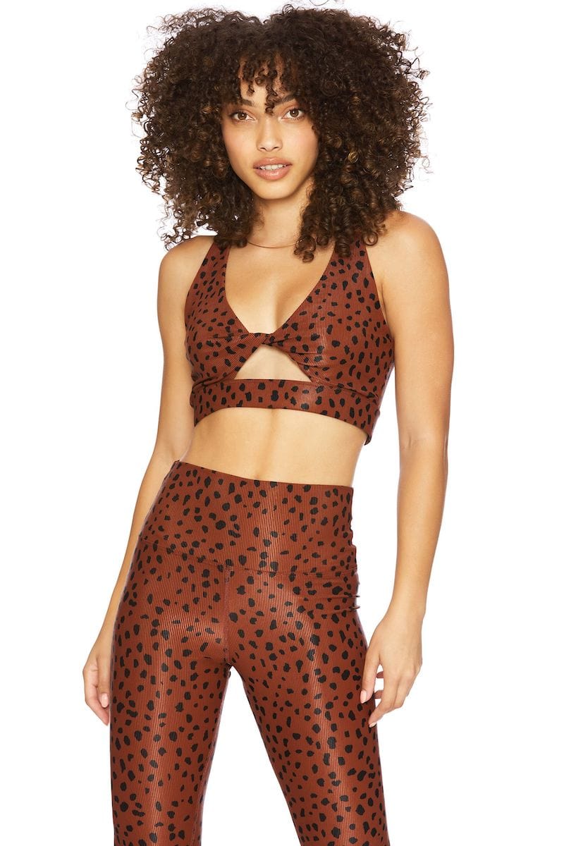 Beach Riot Twist Crop Top Brown Spot Crop Tops