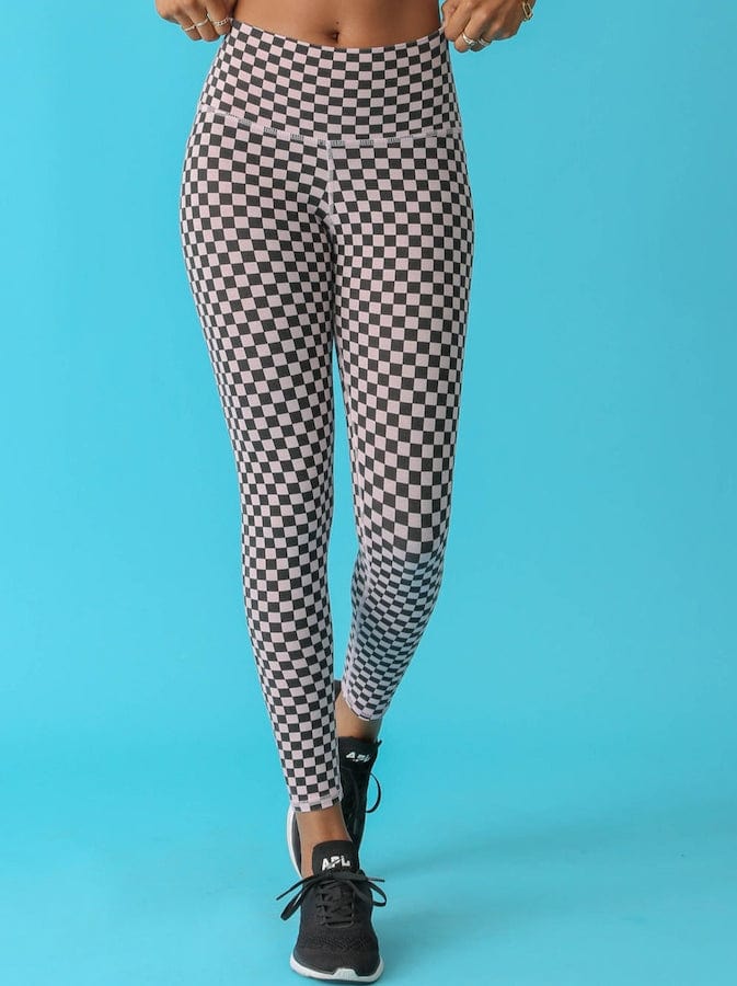 Electric and Rose Sunset Checkered Legging - Onyx/Blush Leggings