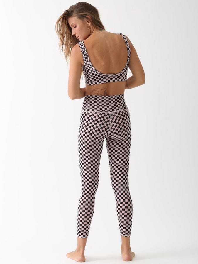 Electric and Rose Sunset Checkered Legging - Onyx/Blush Leggings