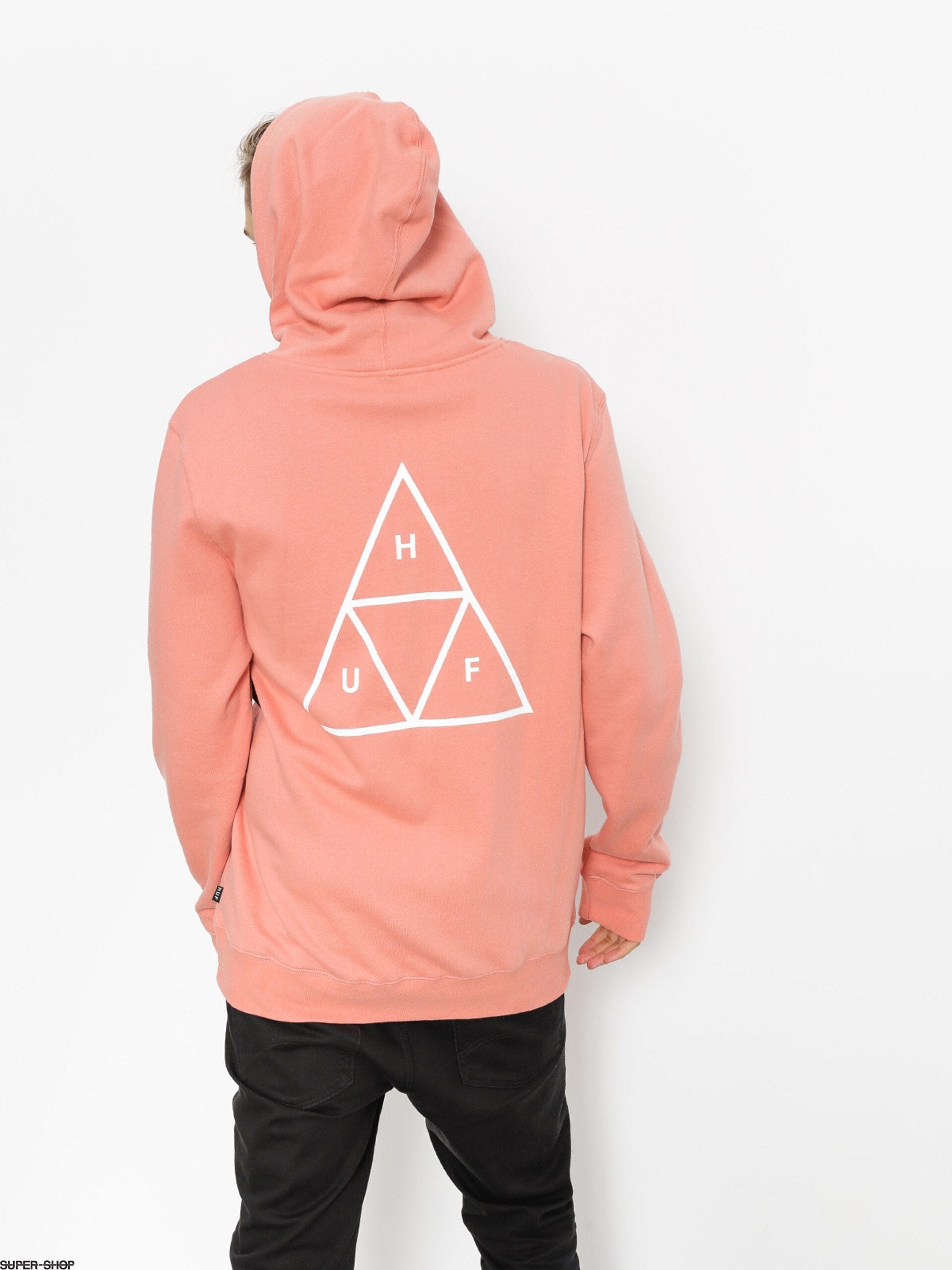 HUF Essentials Pullover Hoodie - Coral Pink Hoodies