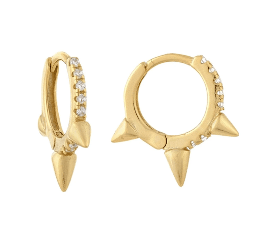 Meideya Spike Pave Huggies Earrings