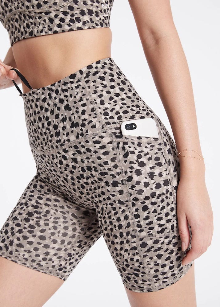 Nimble Activewear Stash and Dash Bike Short - Taupe Wild Bike Shorts - Womens