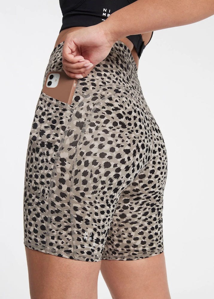 Nimble Activewear Stash and Dash Bike Short - Taupe Wild Bike Shorts - Womens