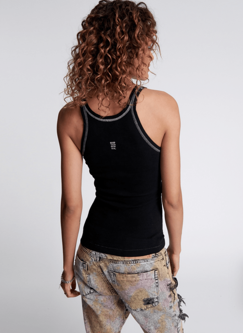 One Teaspoon Bower Bird Singlet - Jett Black Tanks