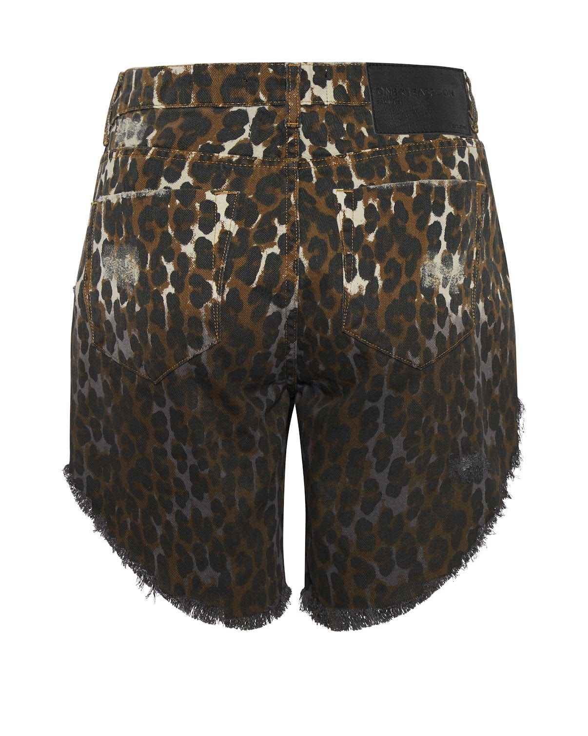 One Teaspoon Cheetahhh Frankies Long Length Denim Short Shorts
