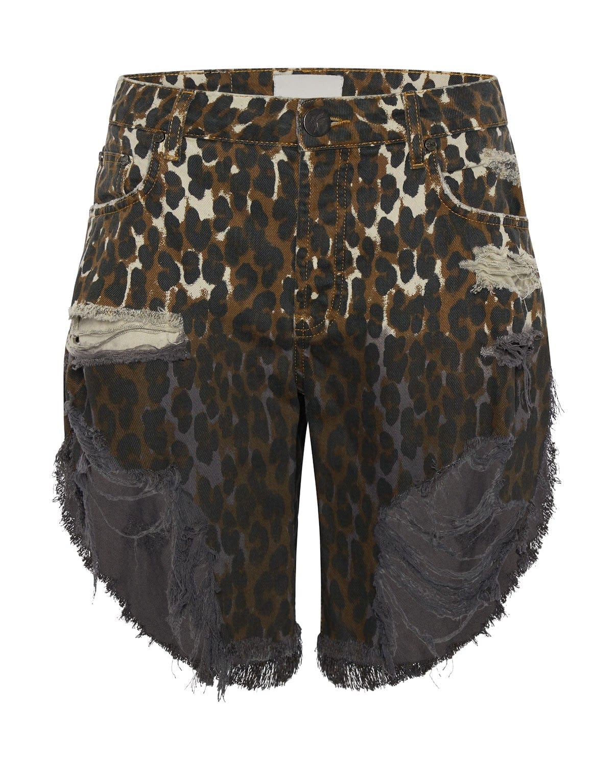 One Teaspoon Cheetahhh Frankies Long Length Denim Short Shorts