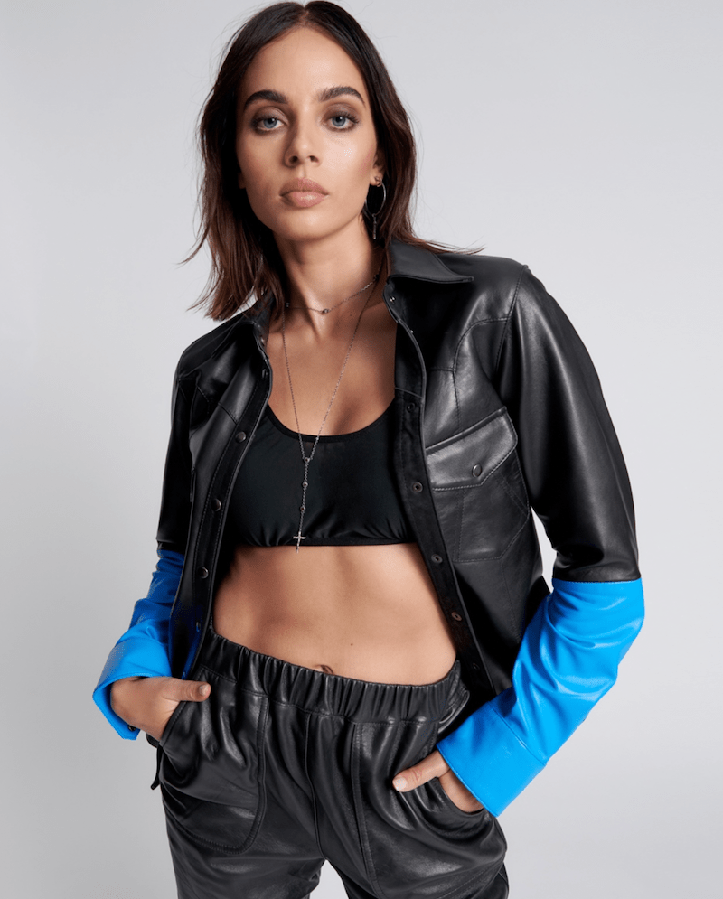 One Teaspoon Stand By Leather Fitted Shacket Jackets - Womens