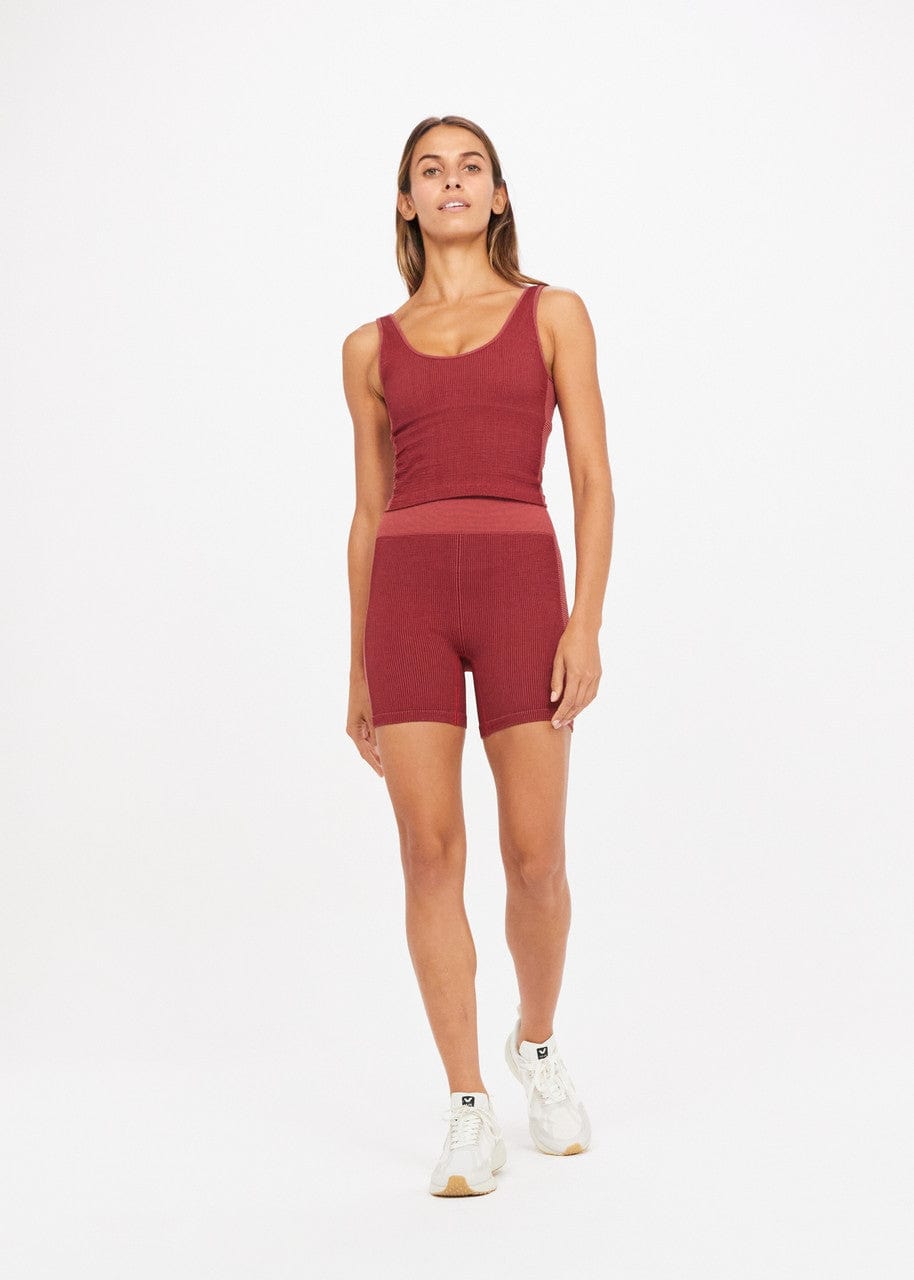 The Upside Ribbed Seamless Spin Short - Sangria Bike Shorts