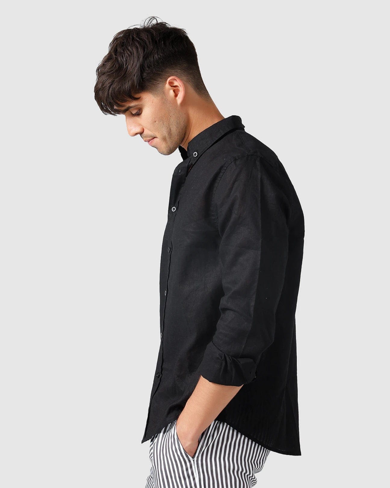 Vacay Swimwear Linen Shirt - Black Shirts - Mens