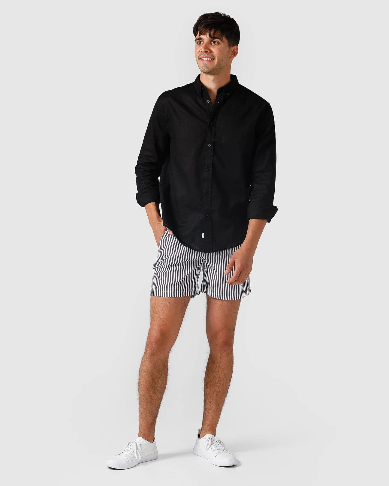 Vacay Swimwear Linen Shirt - Black Shirts - Mens