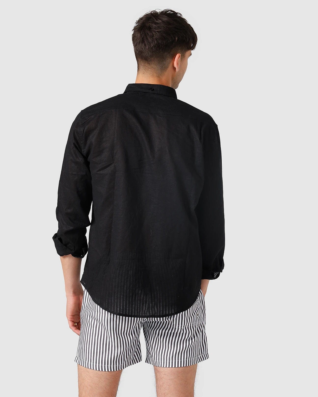 Vacay Swimwear Linen Shirt - Black Shirts - Mens