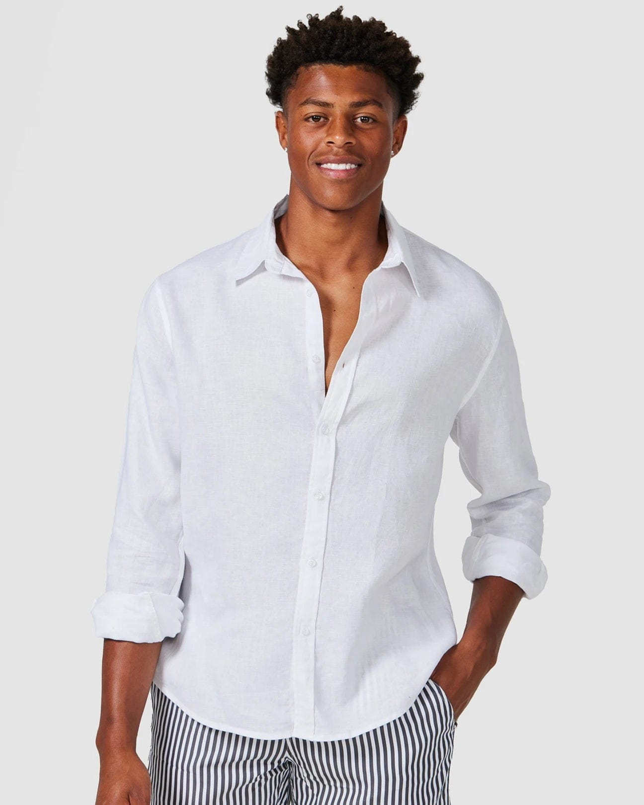 Vacay Swimwear Men's Linen Shirt White Shirts - Mens