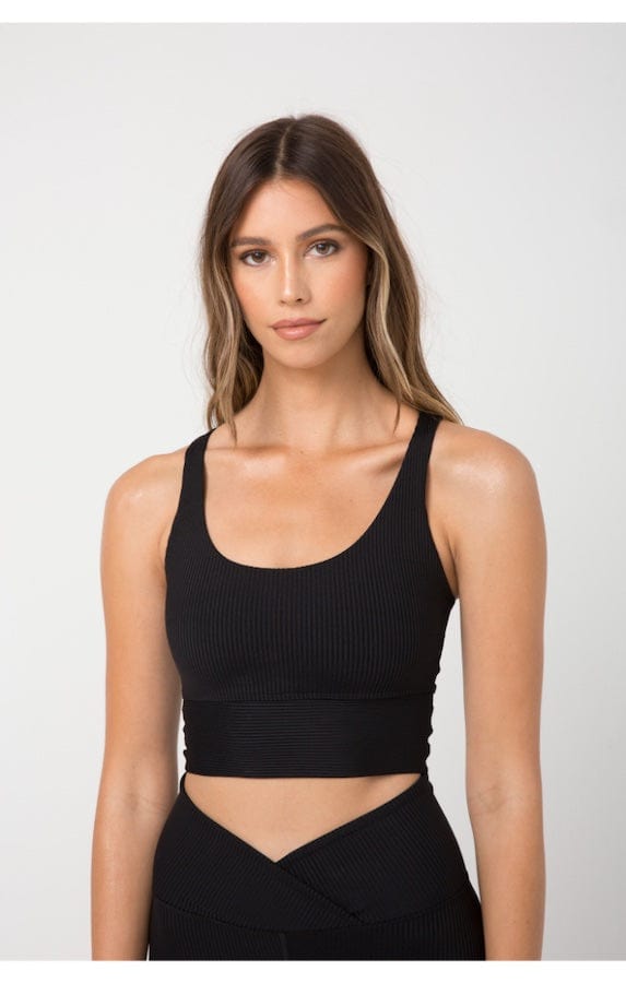 Year of Ours Rib Gym Bra - Black Crop Tops