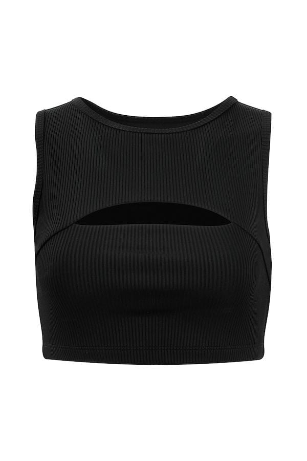 Year of Ours Ribbed Cut Out Bra - Black Crop Tops