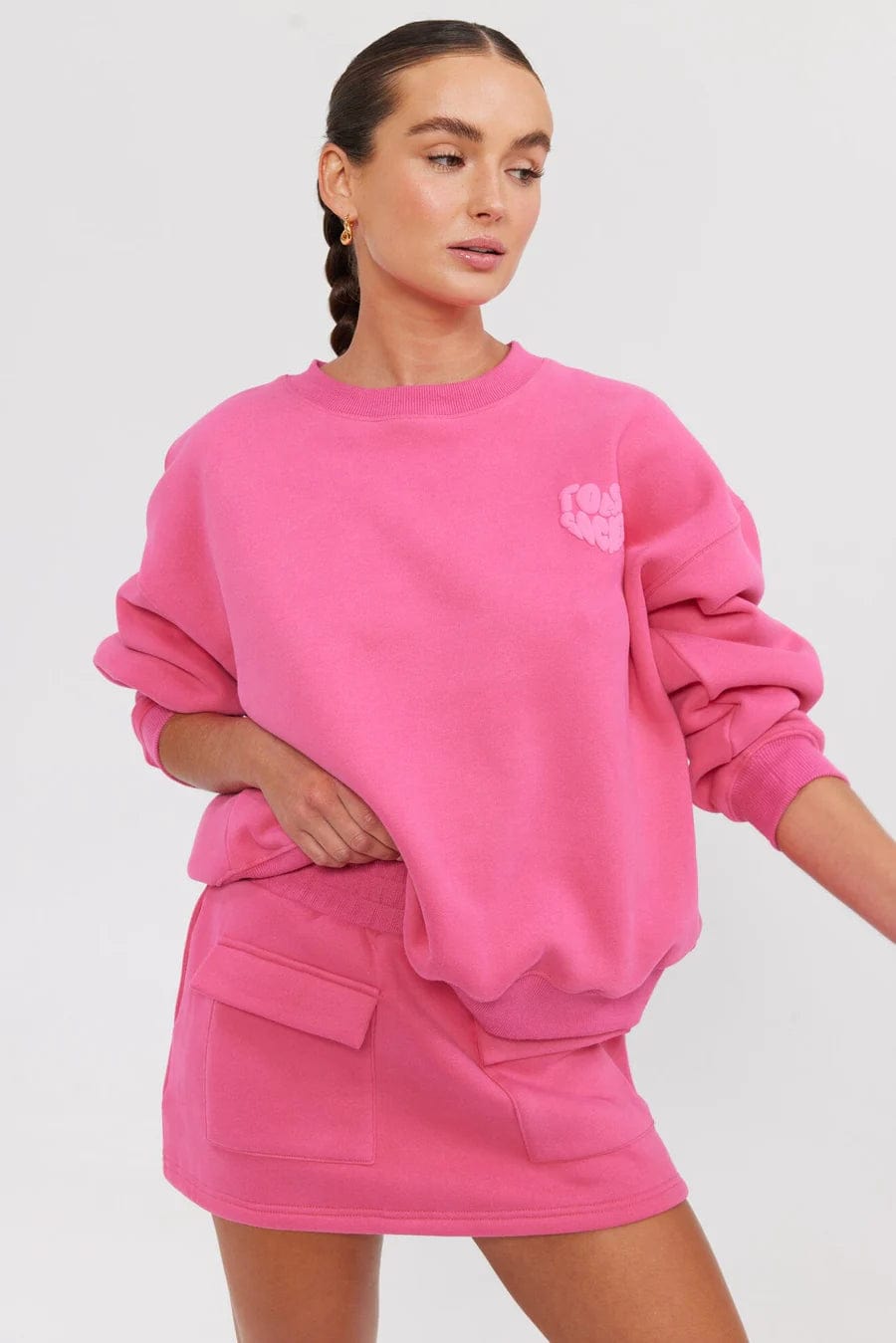 Move With Love Sweater - Hyper Pink Crewnecks