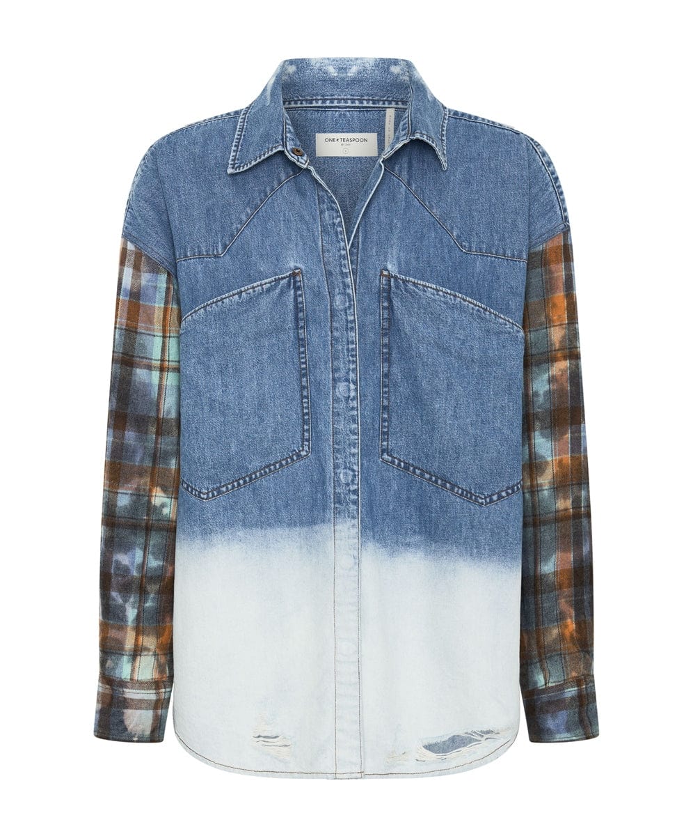 One Teaspoon Blue Revolver Denim Flannel Shirt Shirts