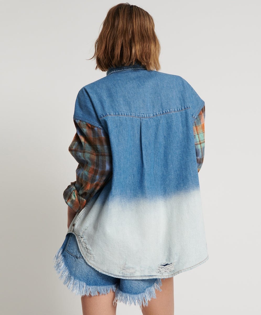 One Teaspoon Blue Revolver Denim Flannel Shirt Shirts