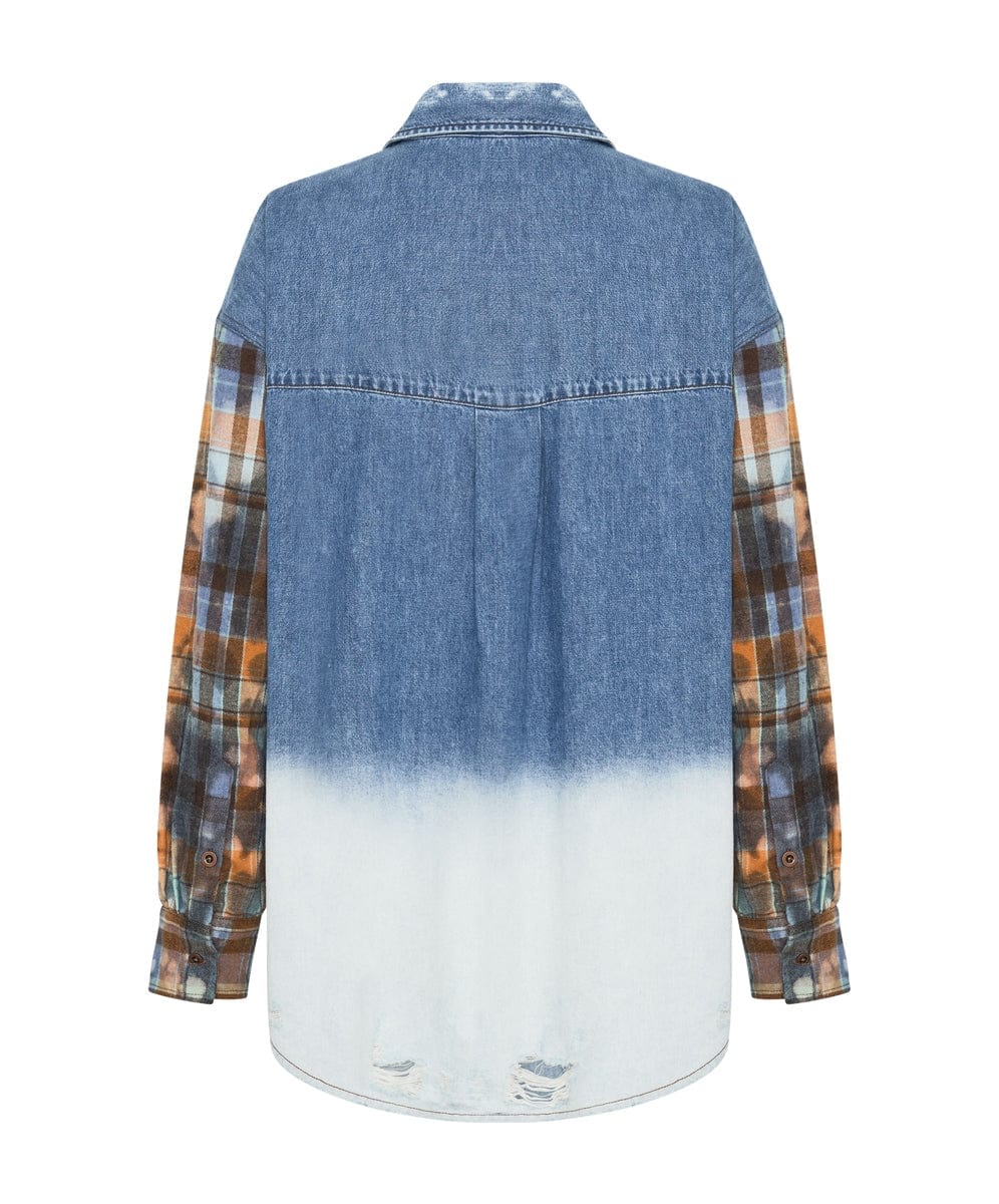 One Teaspoon Blue Revolver Denim Flannel Shirt Shirts