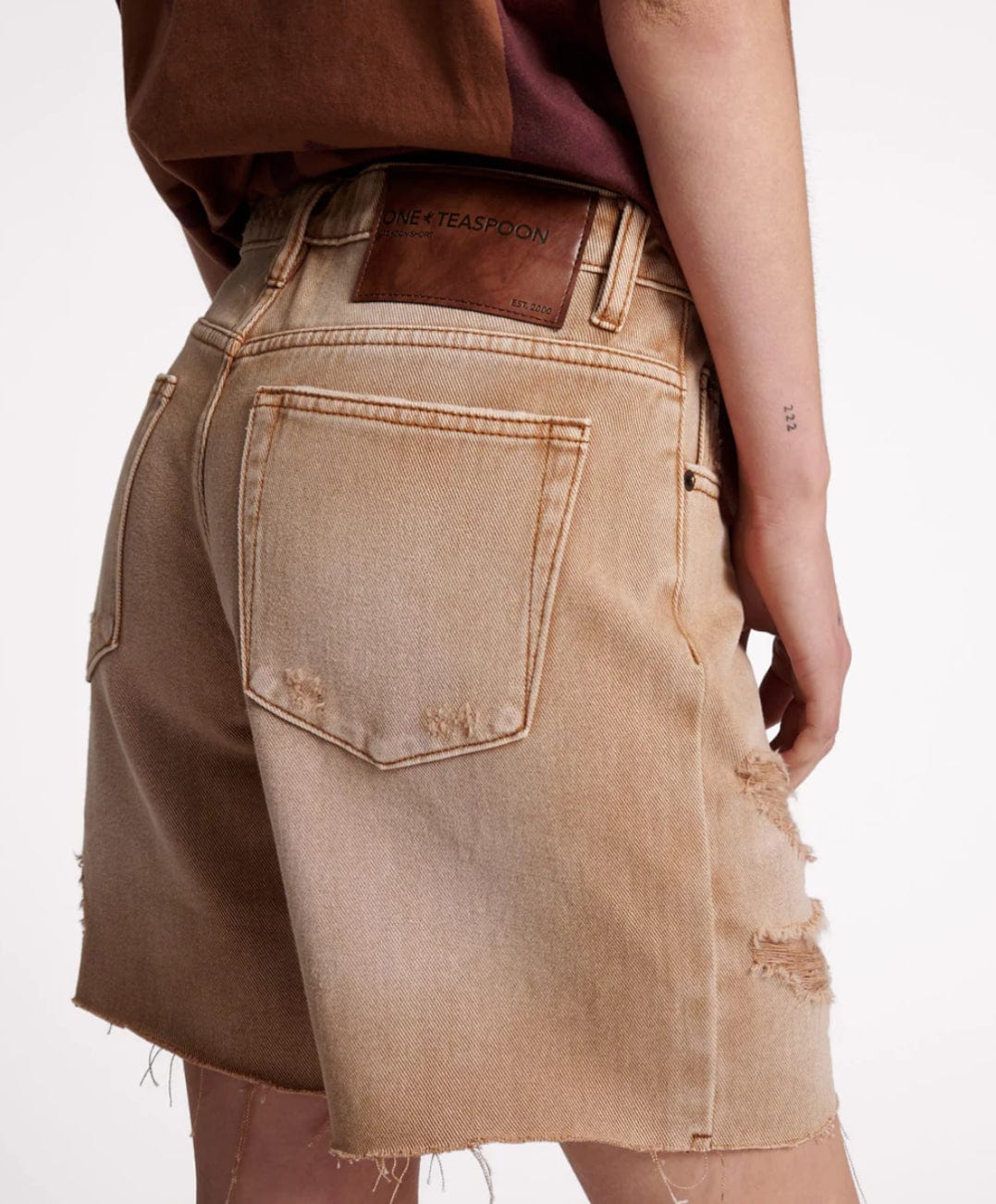 One Teaspoon Tobacco Jackson Mid-waist Wide Leg Shorts Shorts