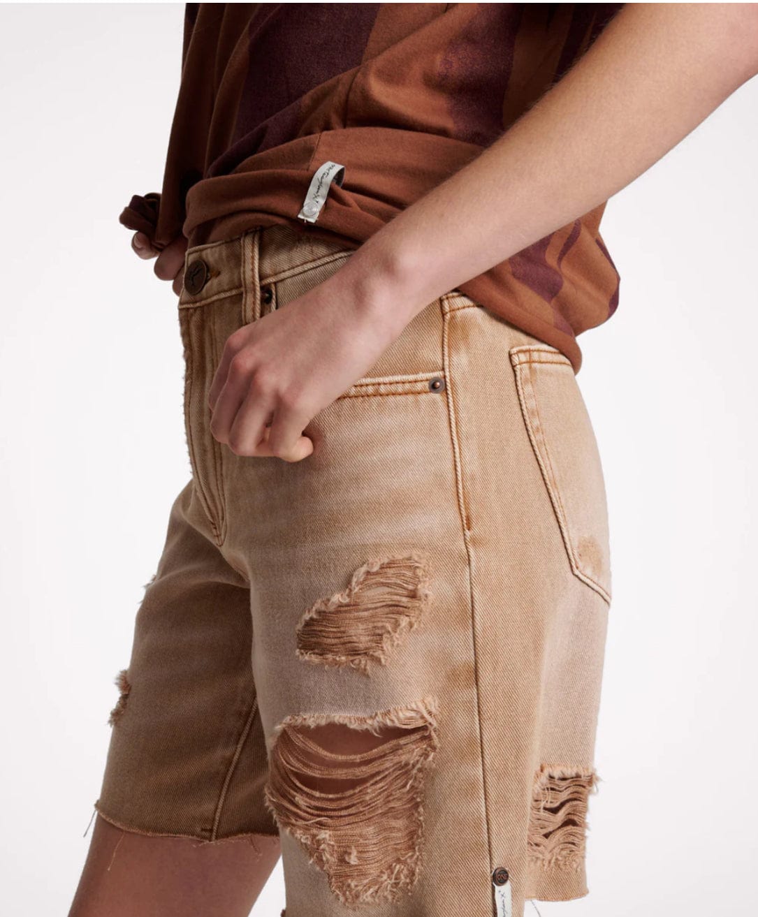 One Teaspoon Tobacco Jackson Mid-waist Wide Leg Shorts Shorts