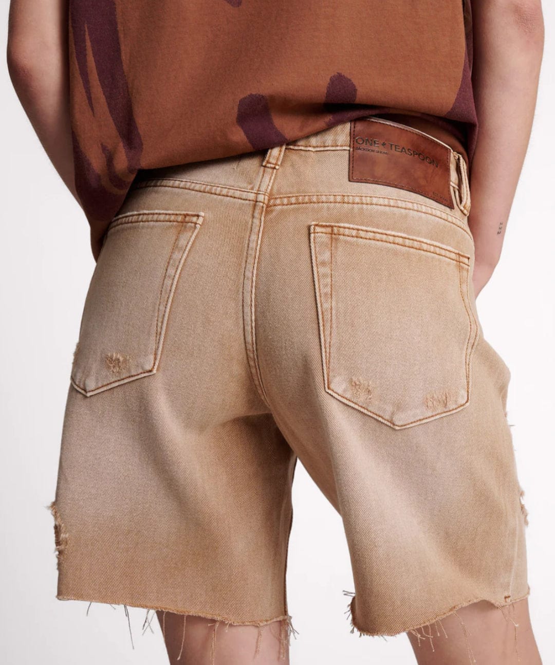 One Teaspoon Tobacco Jackson Mid-waist Wide Leg Shorts Shorts