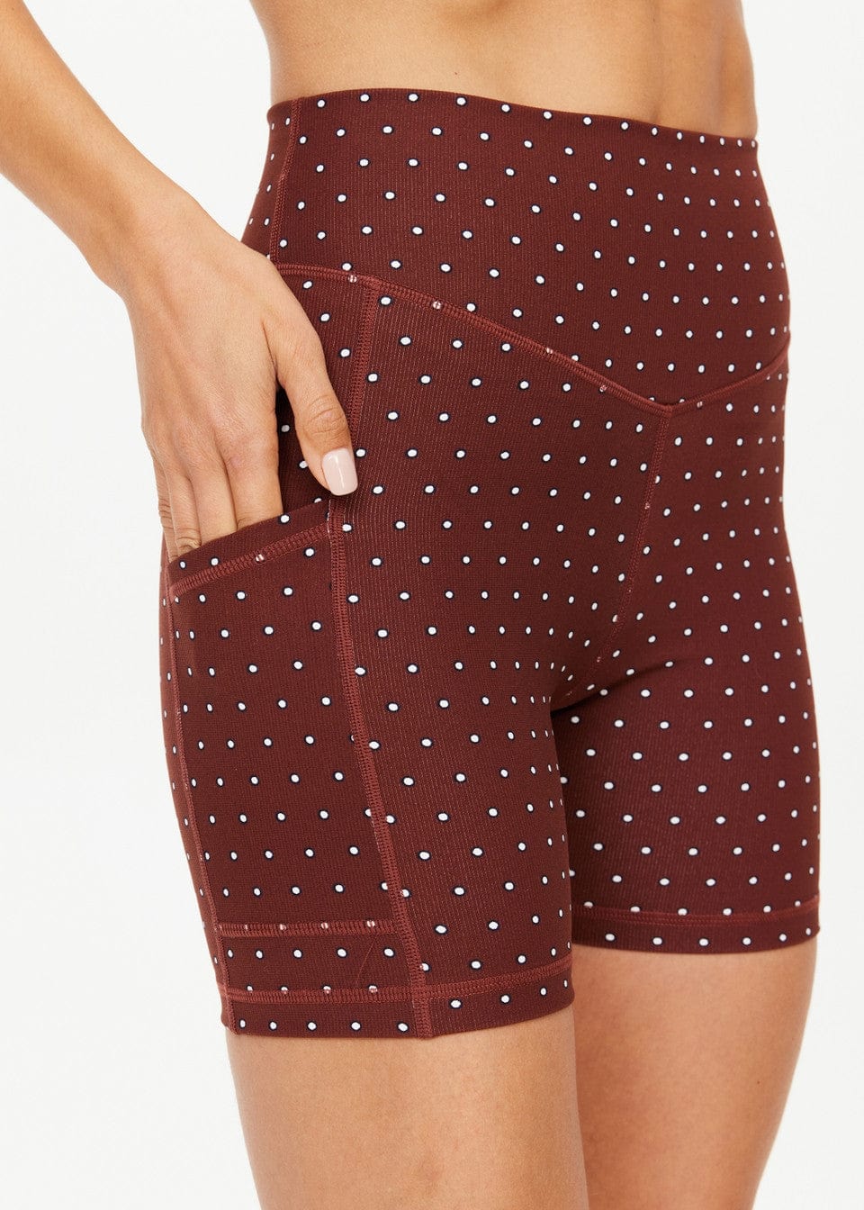 The Upside Maho 5in Pocket Spin Short in Polka Dots Bike Shorts