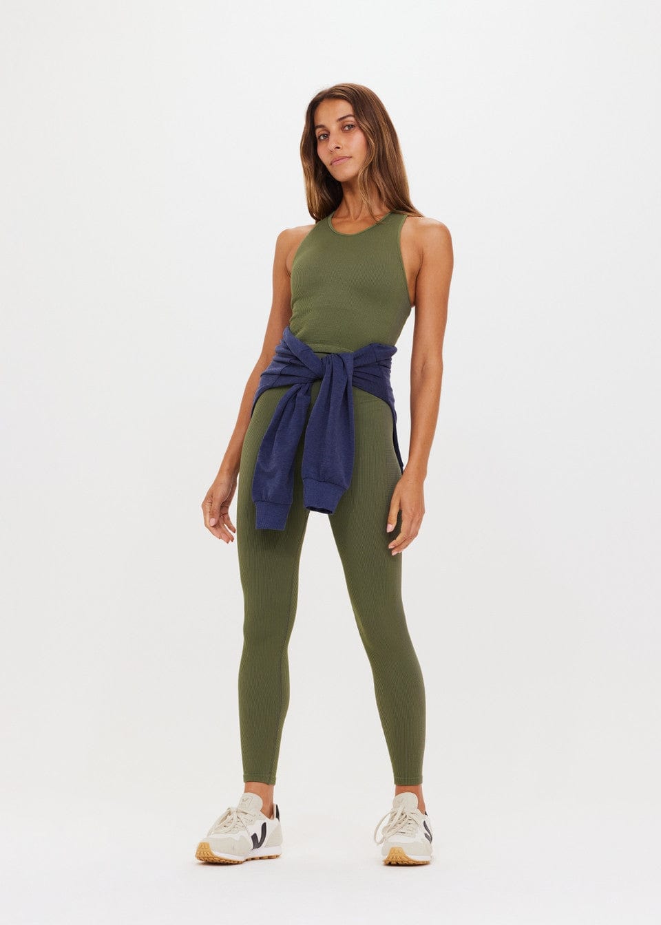 The Upside Ribbed Seamless 25in Midi Pant - Olive Leggings