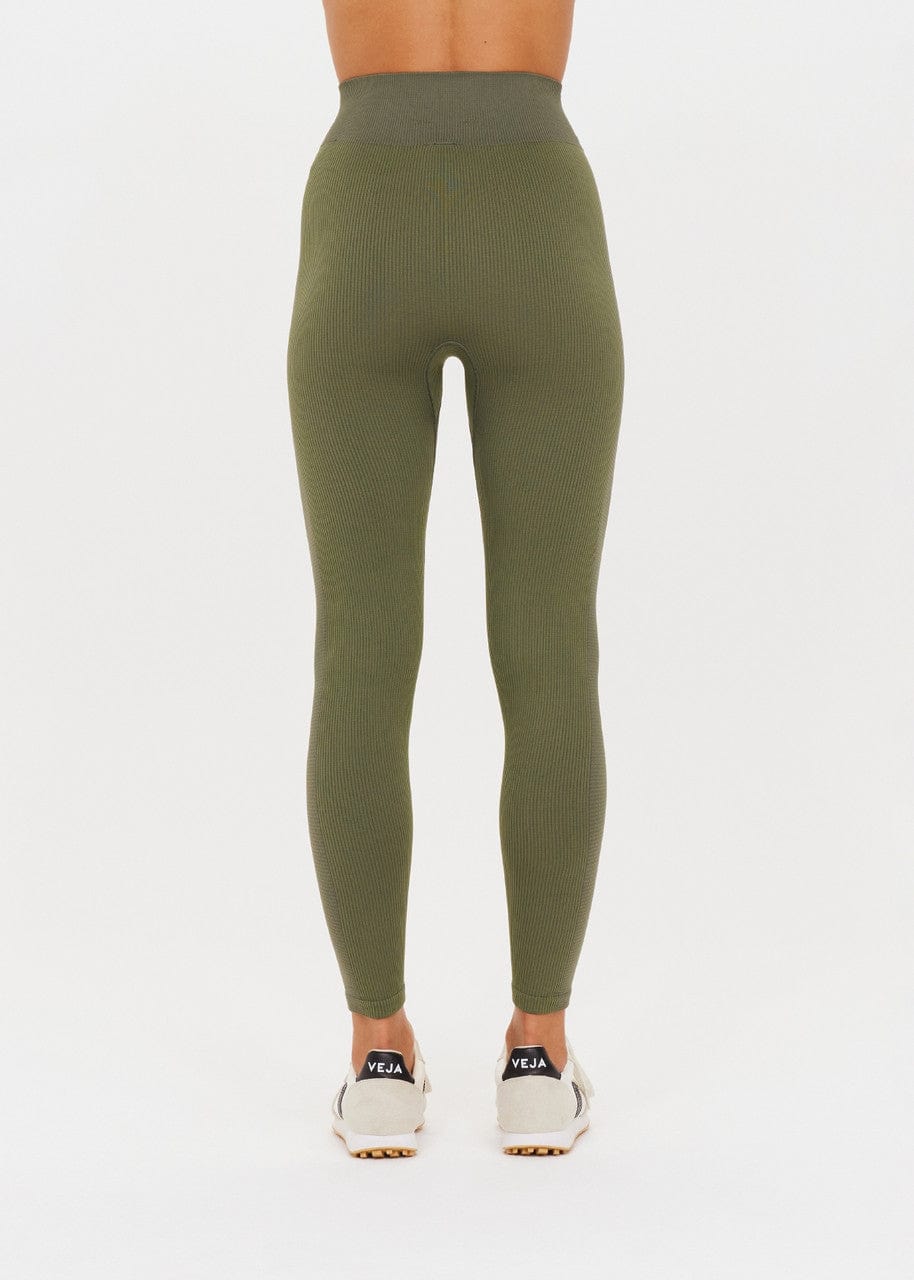 The Upside Ribbed Seamless 25in Midi Pant - Olive Leggings