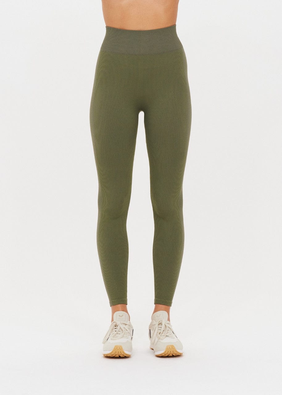 The Upside Ribbed Seamless 25in Midi Pant - Olive Leggings