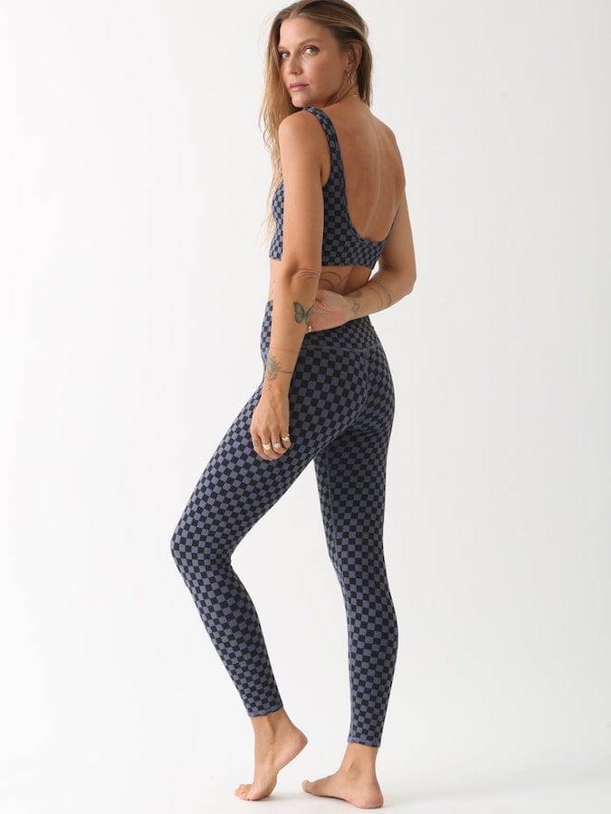 Electric and Rose Sunset Checkered Legging - Onyx/Newport Leggings