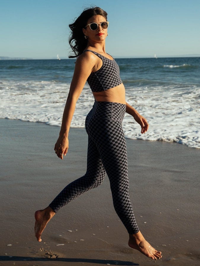 Electric and Rose Sunset Checkered Legging - Onyx/Newport Leggings