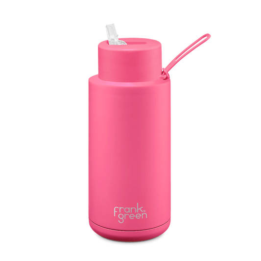 Frank Green Neon Pink Ceramic Reusable Bottle - 34oz/1000ml Drink Bottles