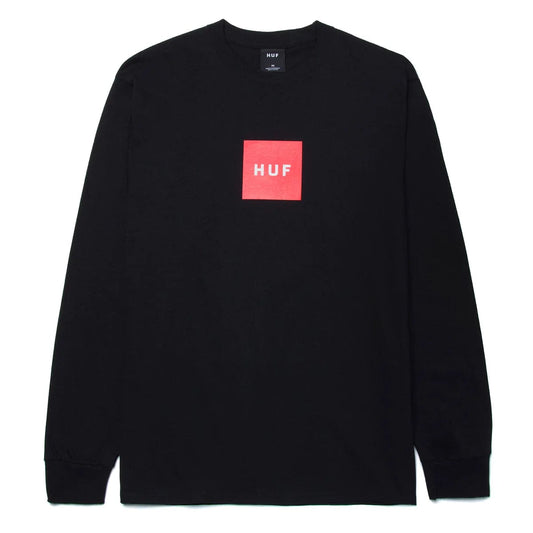 HUF Essentials Box Logo Long Sleeve Tee - Black T-Shirts