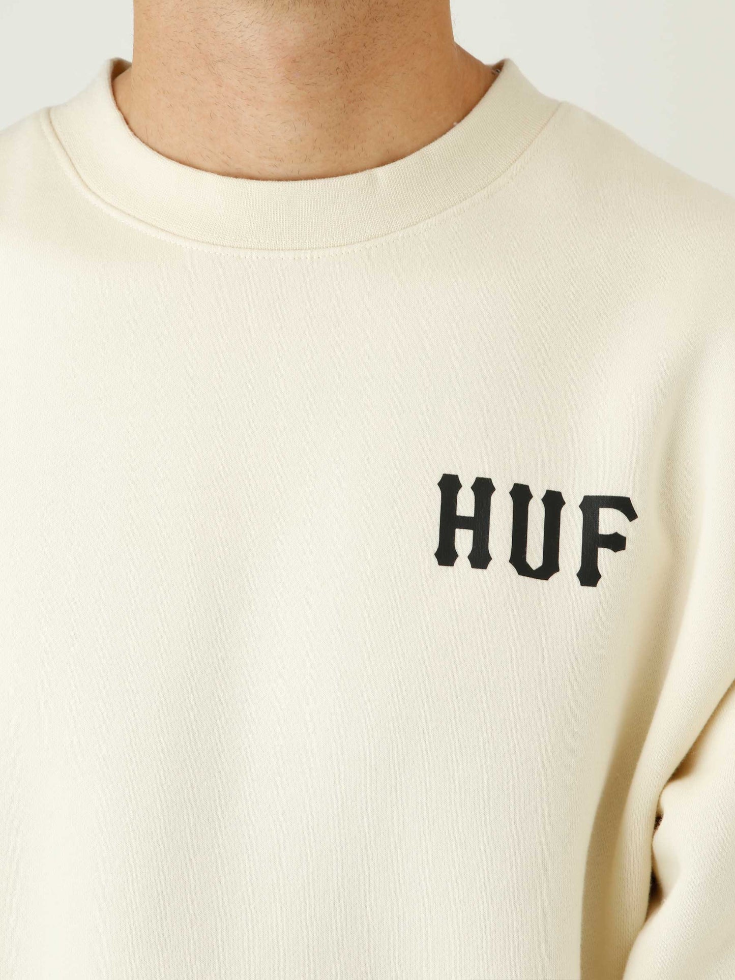 HUF Essentials Classic H Crew - Natural Crewnecks - Mens