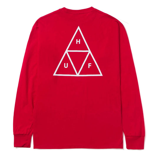 HUF Essentials Long Sleeve Tee - Red Long Sleeve T-Shirts
