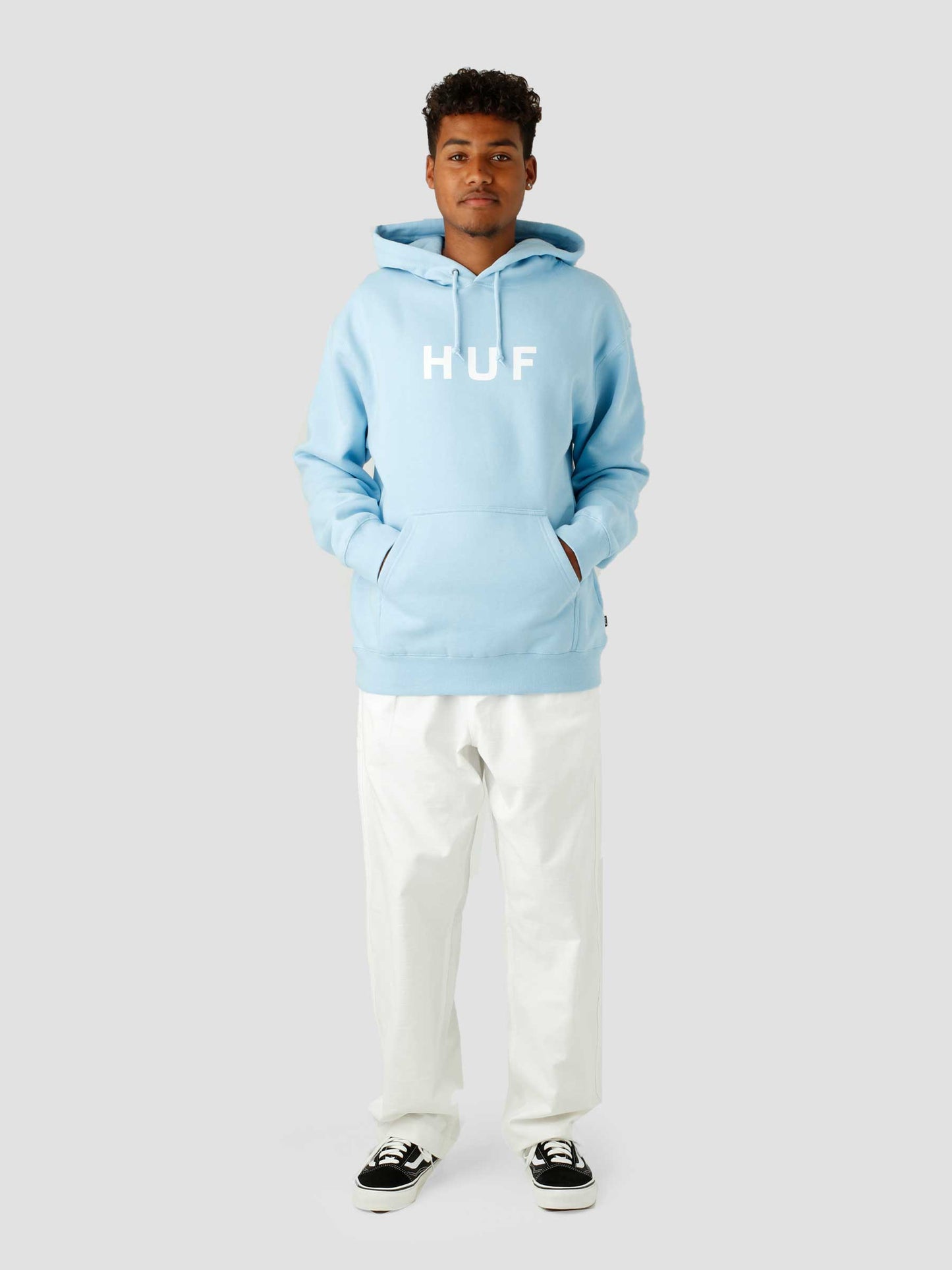 HUF Essentials OG Logo Pull Over Hoodie - Light Blue Hoodies