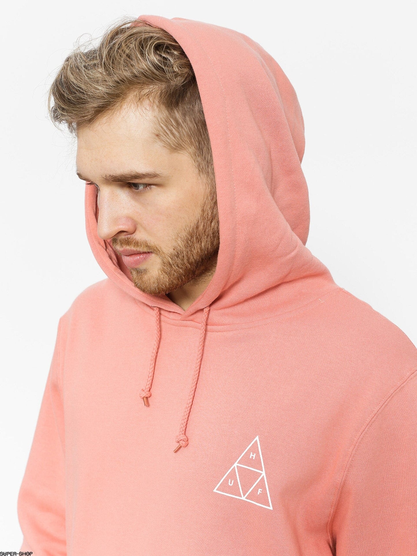 HUF Essentials Pullover Hoodie - Coral Pink Hoodies