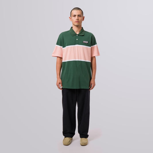 HUF Power Unit Short Sleeve Polo Shirt - Green T-Shirts - Mens