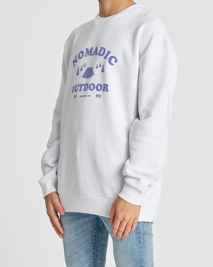 Nomadic Paradise Flocks Relaxed Sweater White Crewnecks - Mens