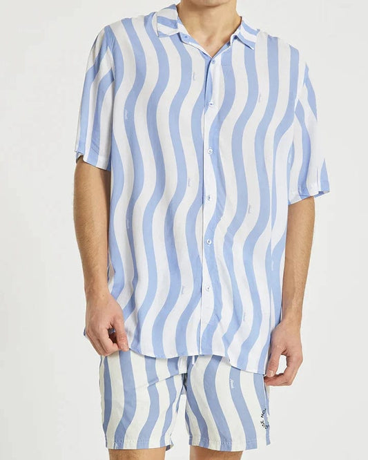 Nomadic Paradise Innerbloom Relaxed S/S Shirt - Blue Stripe Shirts