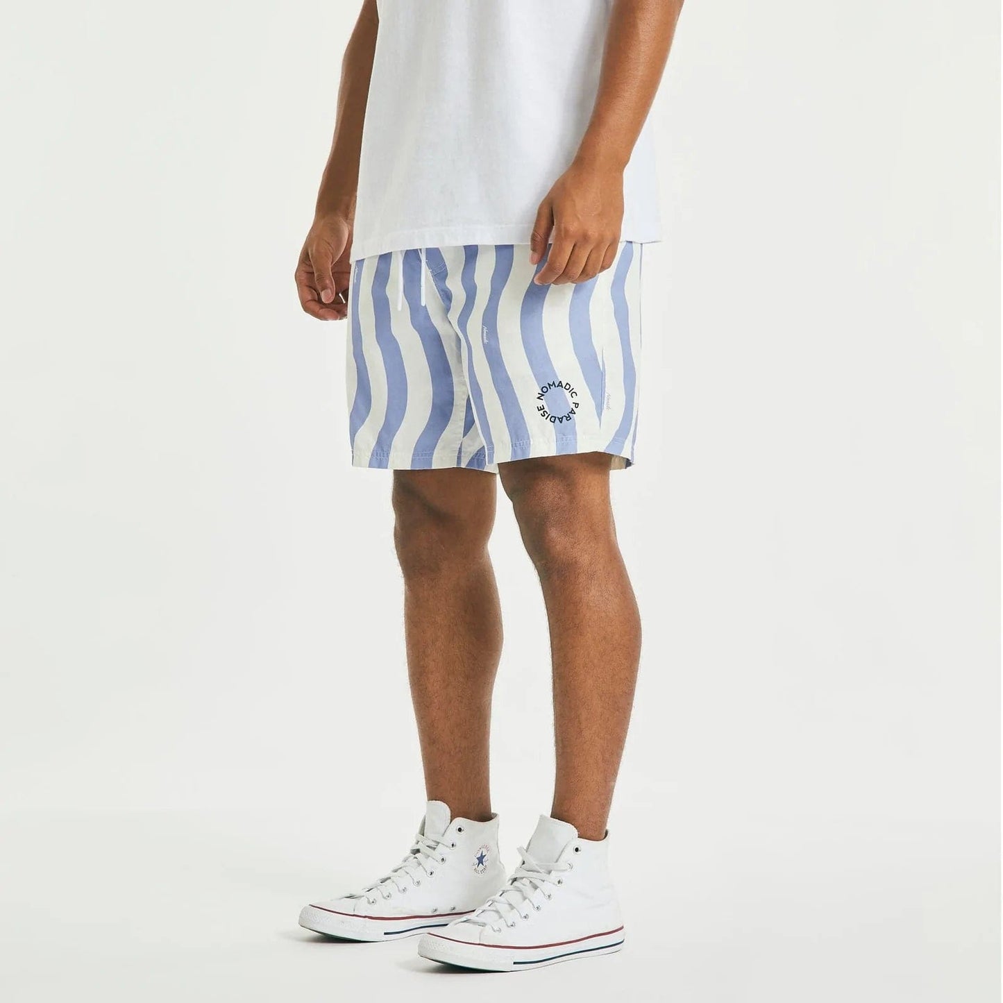 Nomadic Paradise Sleepless Beach Shorts - Blue Stripe Shorts