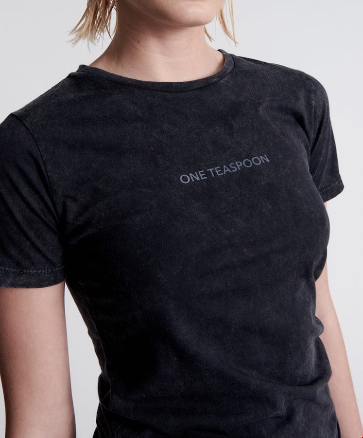One Teaspoon Organic Fitted Logo Tee Black Acid T-Shirts - Womens