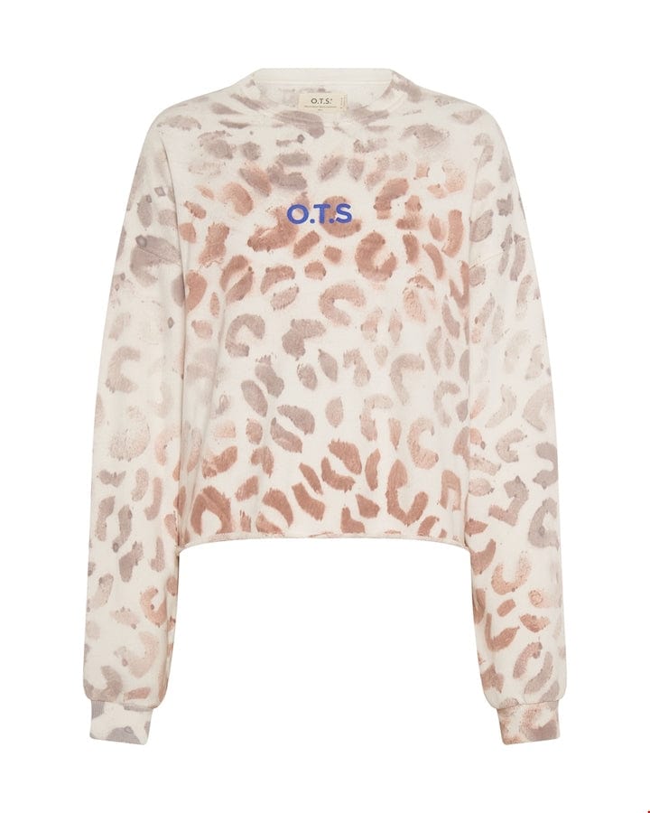 One Teaspoon OTS Commuter Crop Sweater - Pink Animal Crewnecks - Womens