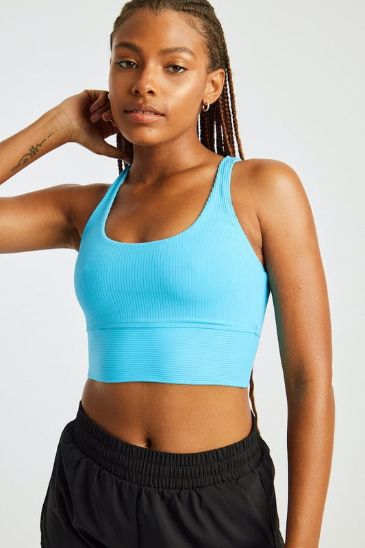 Year of Ours Rib Gym Bra - Pisces Blue Crop Tops