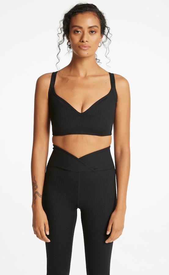 Year of Ours Ribbed Curve Bralette Black Crop Tops