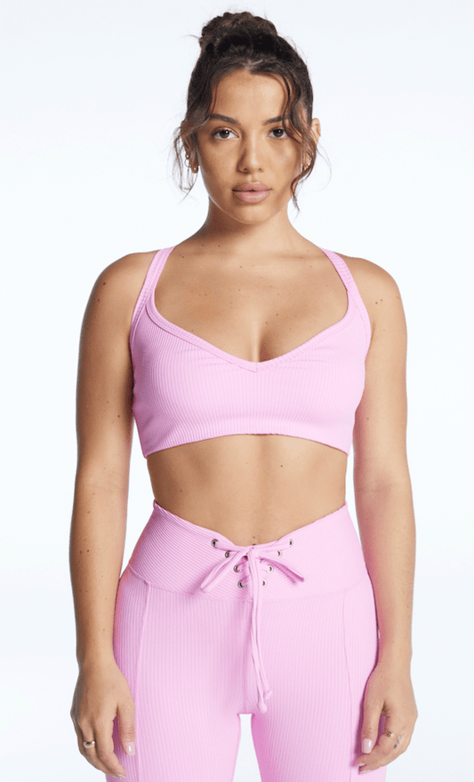 Year of Ours Ribbed Curve Bralette Pink Crop Tops